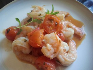 A shrimp dish with a touch of wine and tarragon.