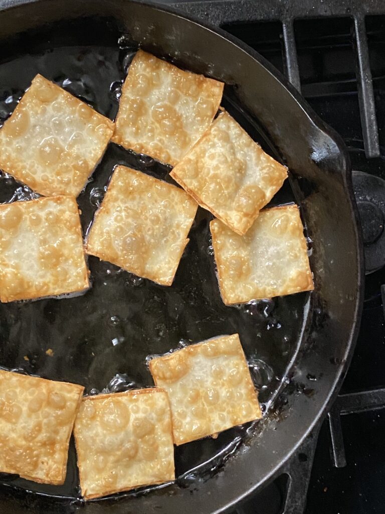 Walnut Egg Roll Crackers with Fig Goat Cheese and Warm Spiced Honey