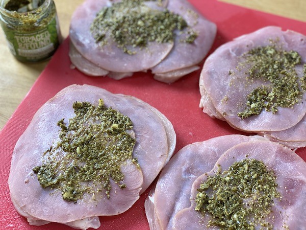 Foraged and Found Stuffed Chicken with Sea Asparagus Pesto Mustard Sauce