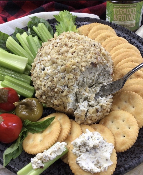 Goat Cheese and Sea Asparagus Pesto Cheese Ball