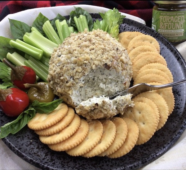 Goat Cheese and Sea Asparagus Pesto Cheese Ball