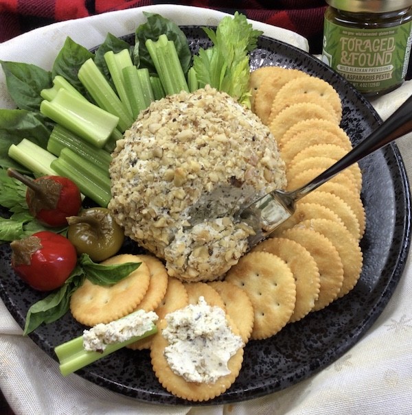 Goat Cheese and Sea Asparagus Pesto Cheese Ball