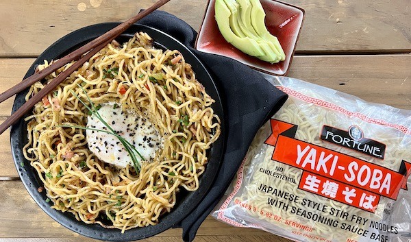 Yaki-Soba Egg in the Hole Breakfast Bowls