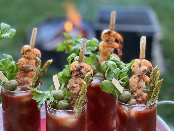 Asian Fusion Bloody Mary with Grilled Shrimp