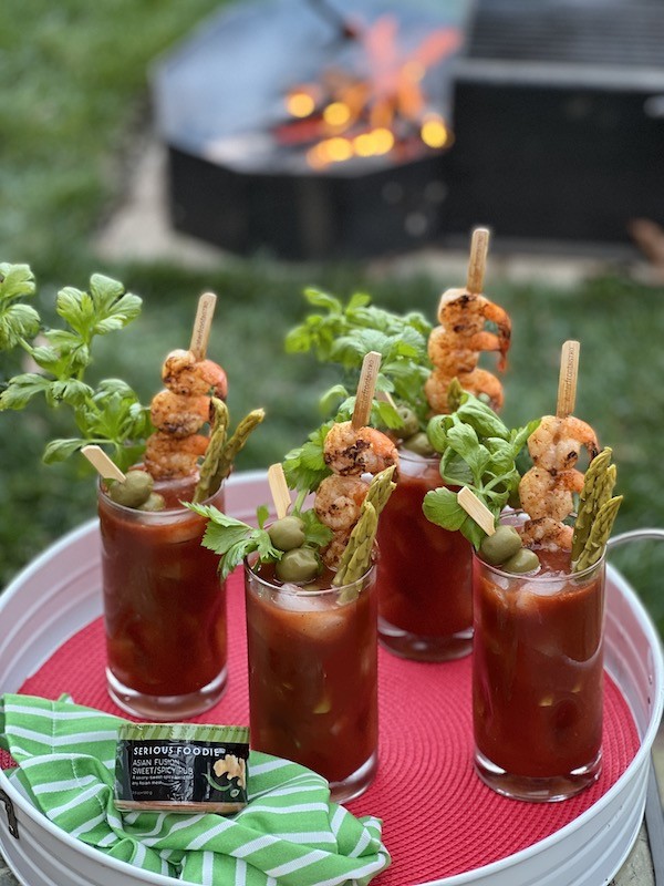 Asian Fusion Bloody Mary with Grilled Shrimp