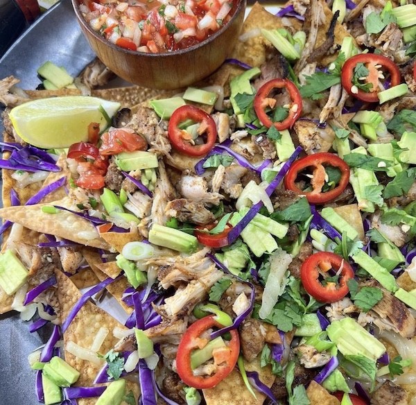 Chinese BBQ Chicken Won-Nachos