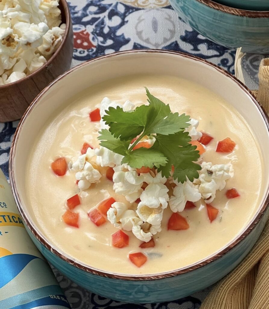 Creamy Poblano and Hominy Beer Cheese Soup