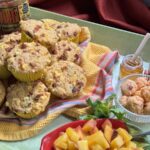 Peach Mango Bacon Cornbread Muffins